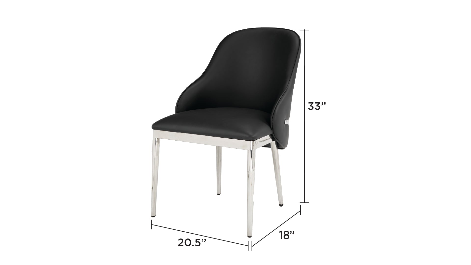 Modern Venus Black Fabric Chair with Glossy Stainless Steel Legs
