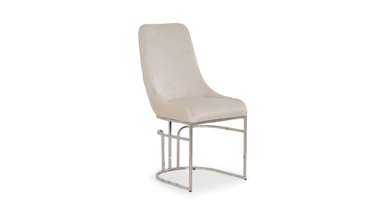 Emerald Modern Cream Velvet Dining Chair with Sleek Silver Legs