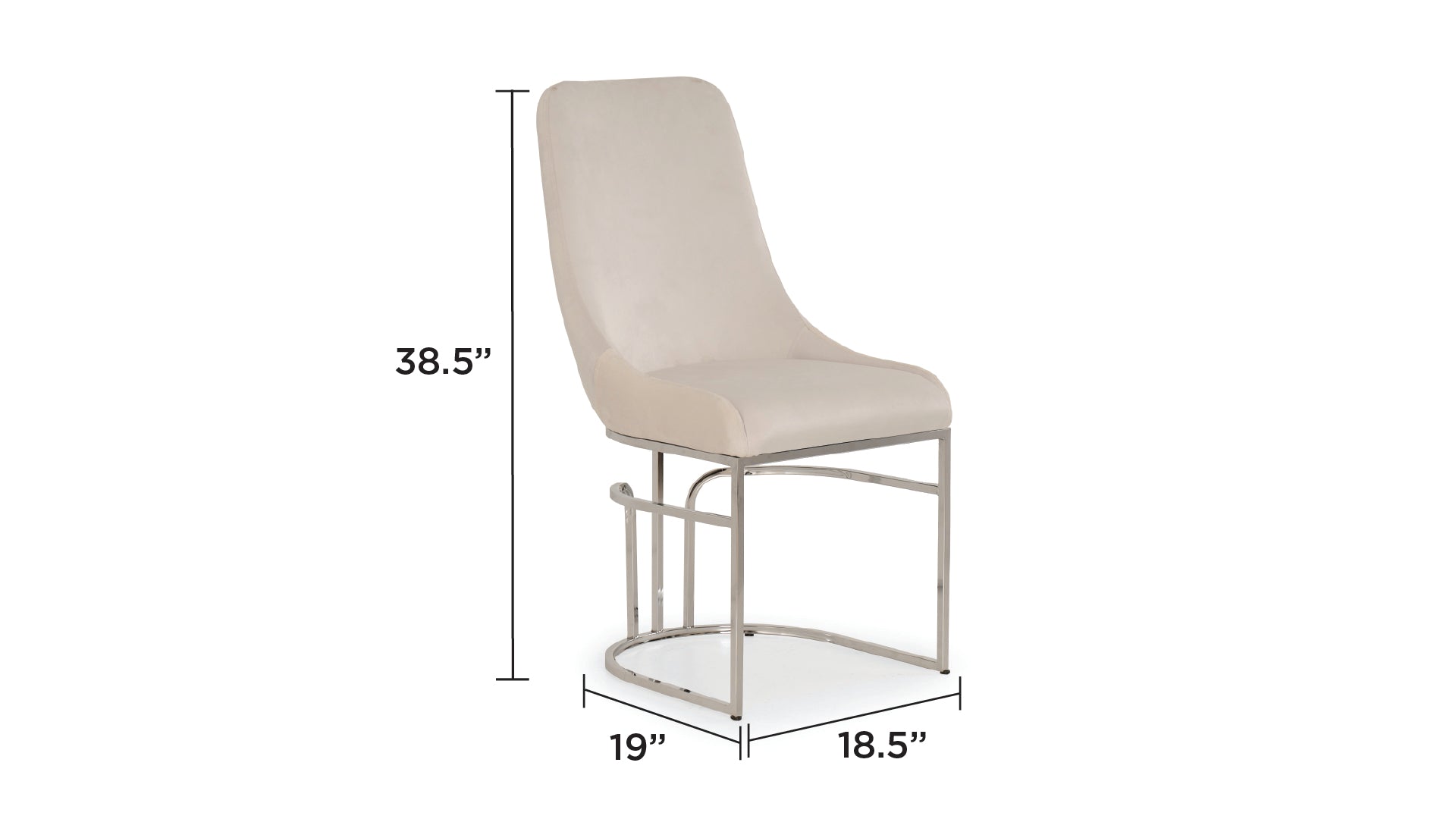 Emerald Modern Cream Velvet Dining Chair with Sleek Silver Legs