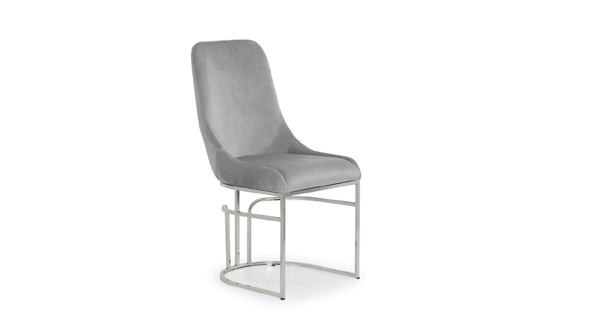 Luxurious Grey Velvet Emerald Dining Chair with Silver Legs