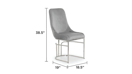 Luxurious Grey Velvet Emerald Dining Chair with Silver Legs