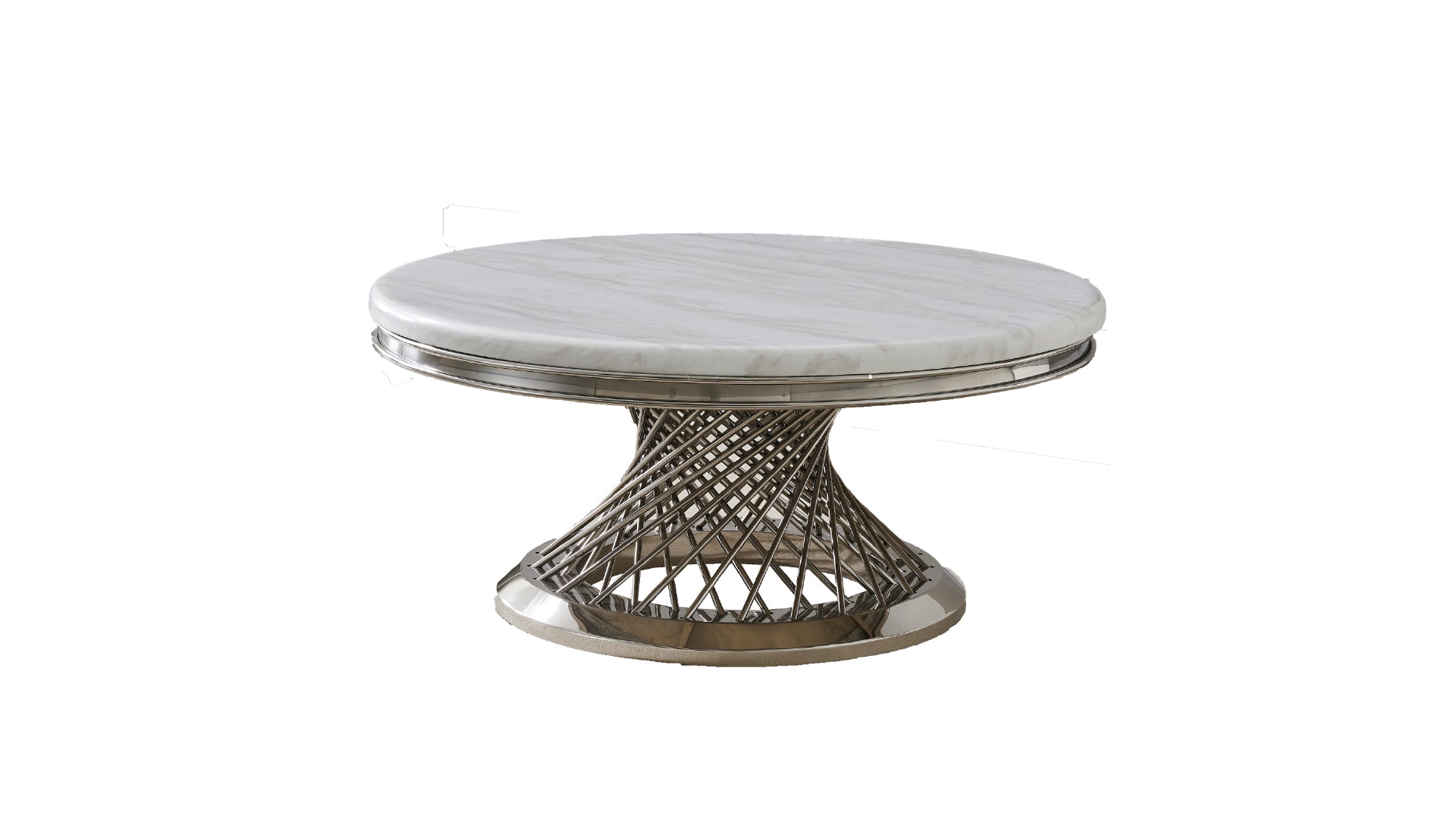 Remi Modern Round Marble Coffee Table with Stainless Steel Base