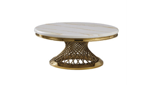 Remi Modern Marble Coffee Table with Gold Stainless Steel Base