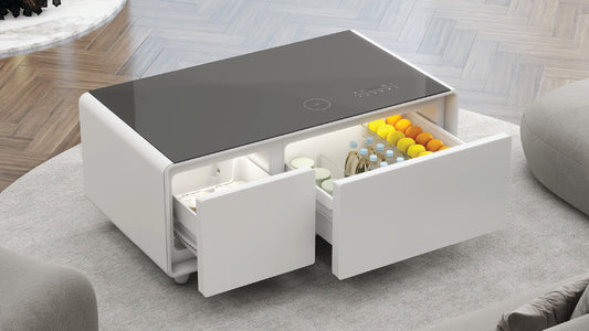 Party Time Smart Coffee Table with Integrated Cooling Charging White
