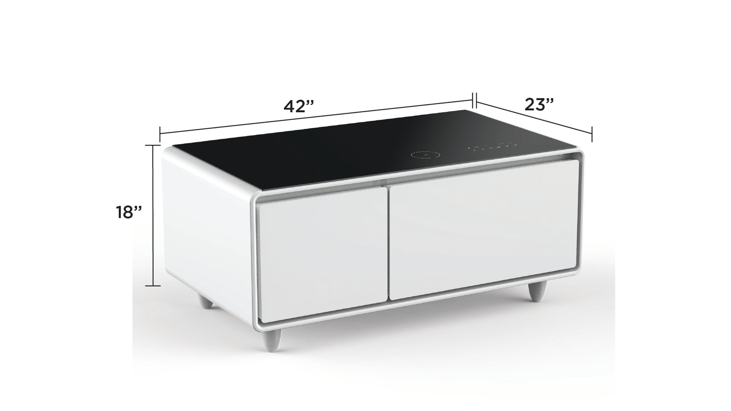 Party Time Smart Coffee Table with Integrated Cooling Charging White