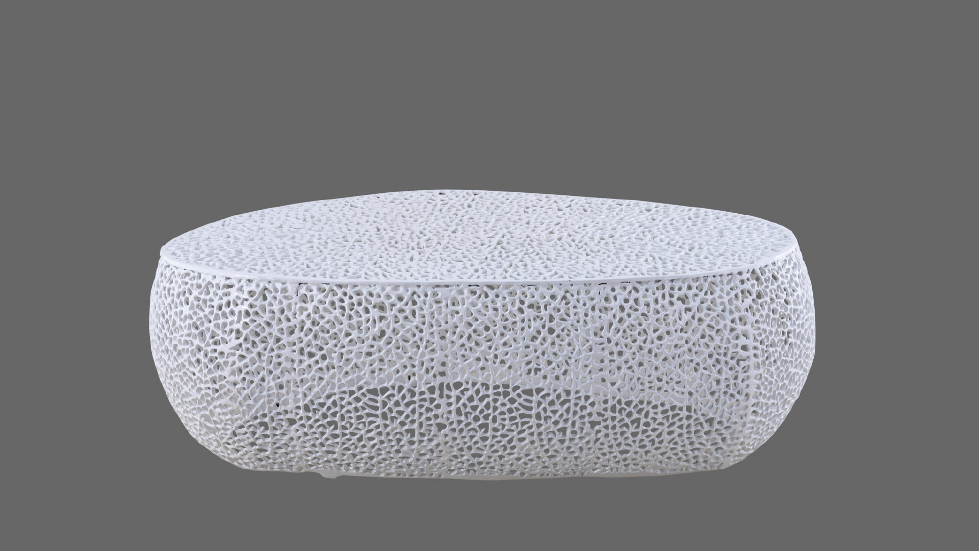 T3601-50 Modern Oval White Casted Aluminum Centerpiece Coffee Table