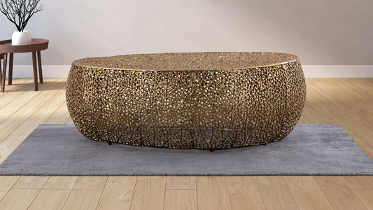 Ovalis Gold Cast Aluminum Coffee Table