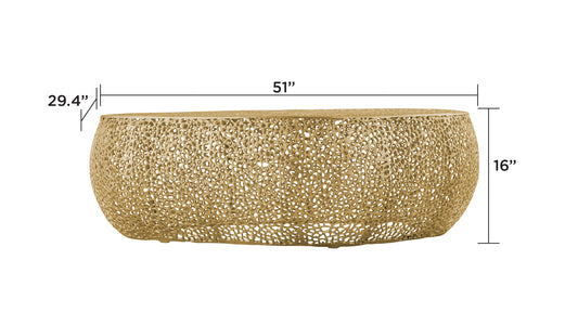 Ovalis Gold Cast Aluminum Coffee Table