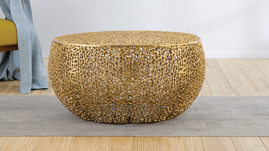 T3502-35 Modern Round Aluminum Casted Coffee Table in Gold