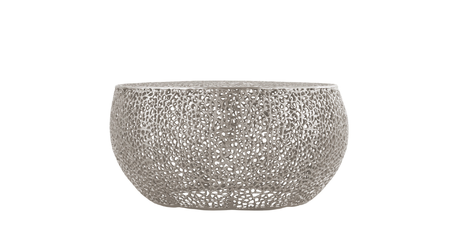 Modern T3502-35 Silver Round Cast Aluminum Coffee Table for Living Rooms