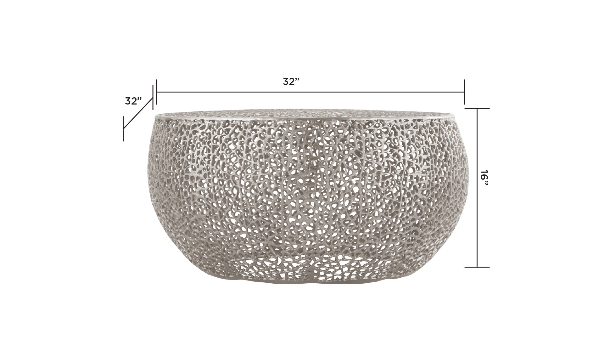 Modern T3502-35 Silver Round Cast Aluminum Coffee Table for Living Rooms