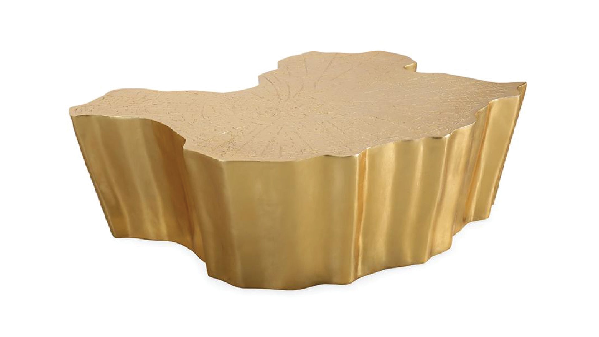 Luxurious Gold Tree Trunk Inspired Organic Modern Coffee Table