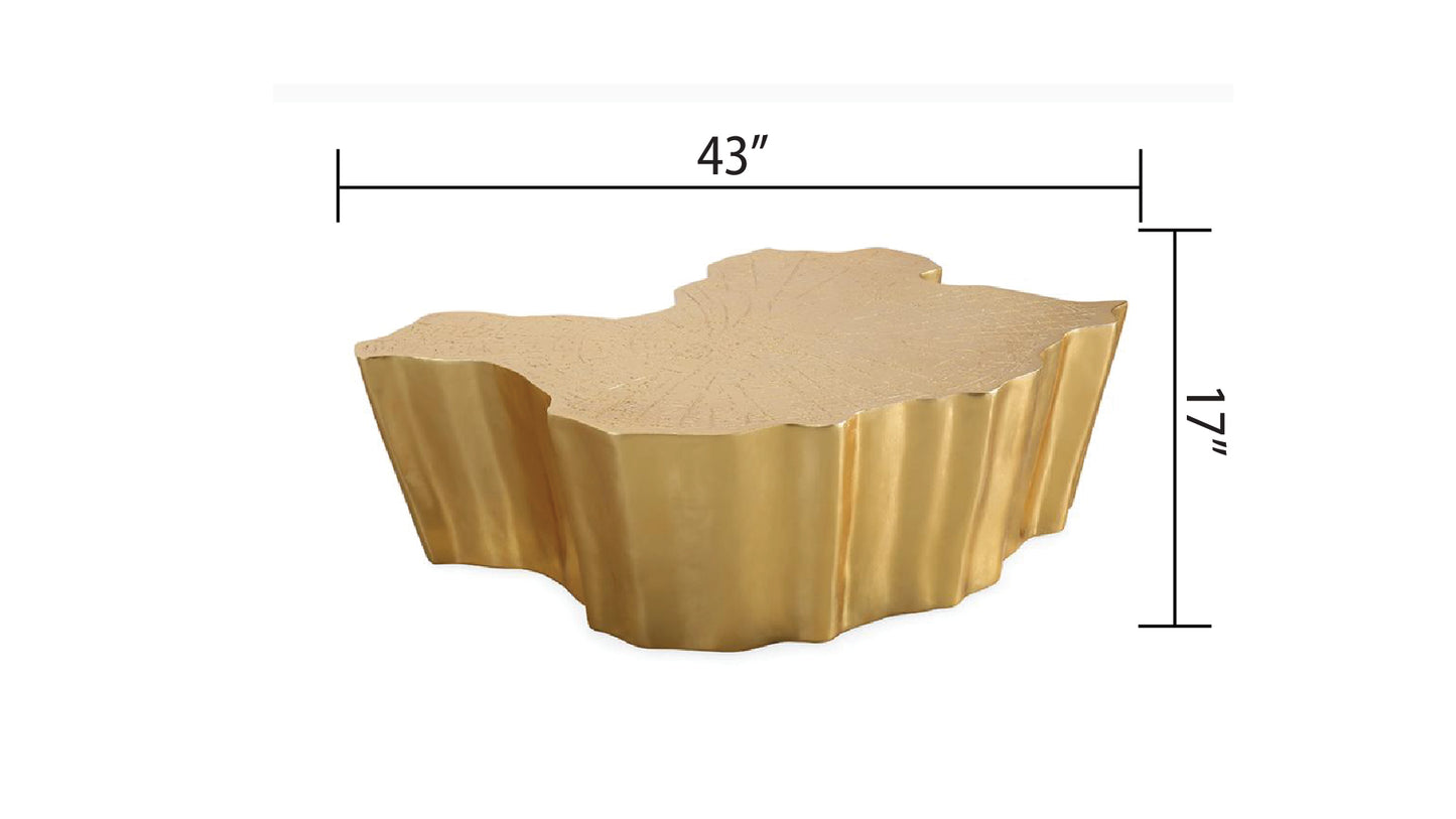 Luxurious Gold Tree Trunk Inspired Organic Modern Coffee Table