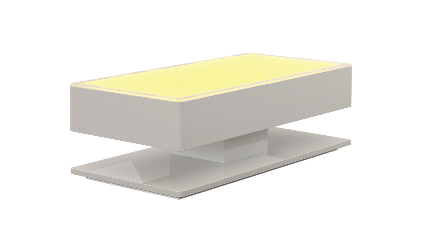 Emma Modern High Gloss White Coffee Table with LED Lights