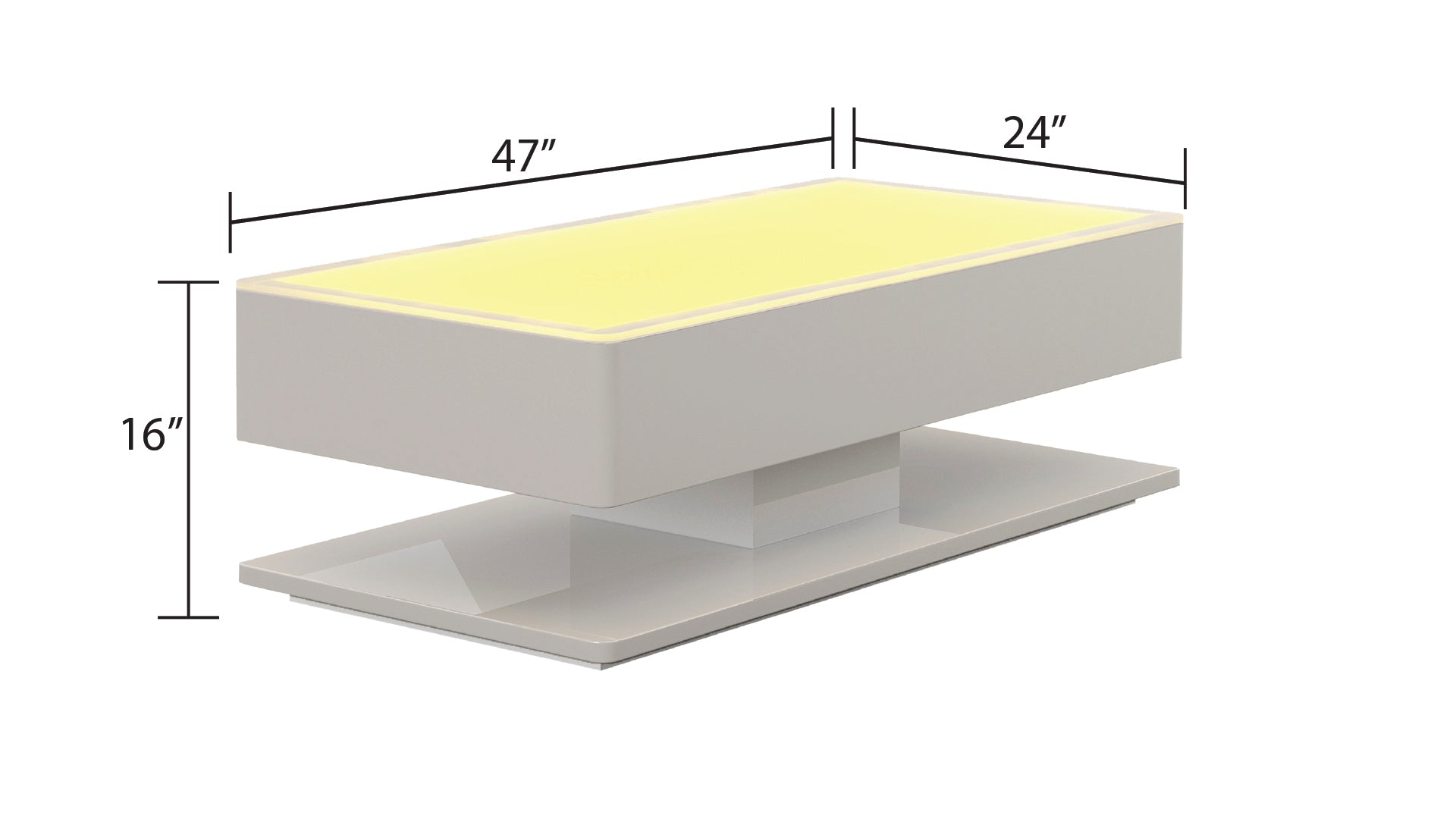 Emma Modern High Gloss White Coffee Table with LED Lights