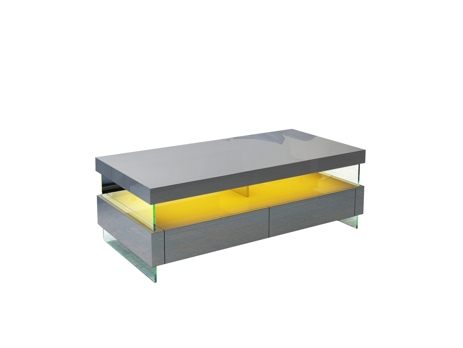 Modern Ria Coffee Table with LED Light in Light Grey