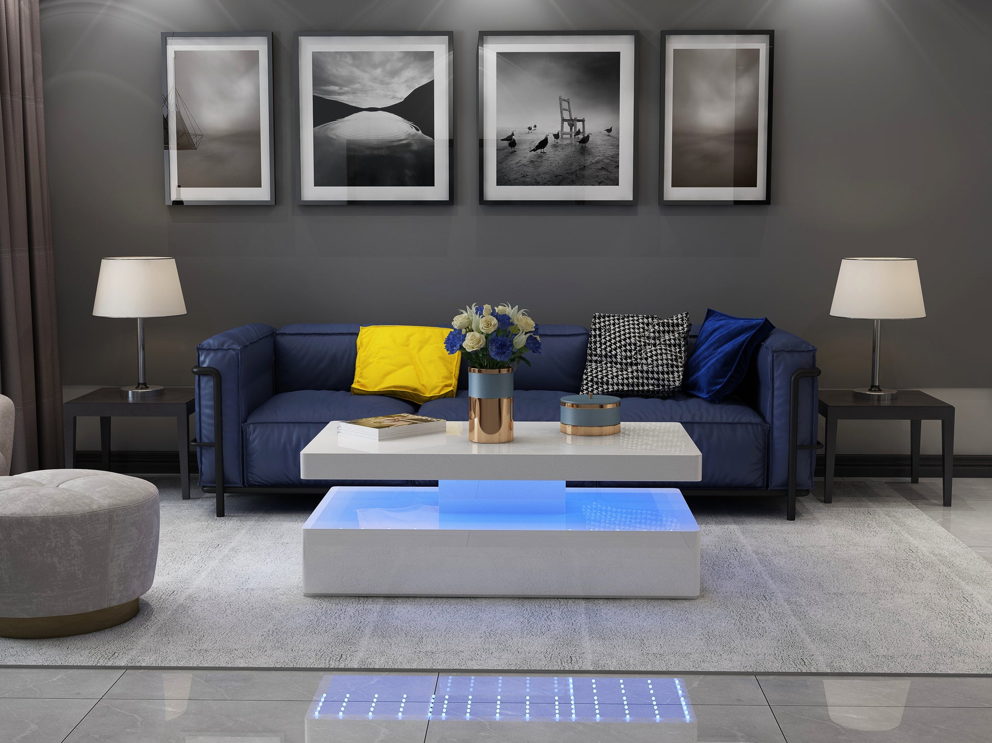 Aurora Modern White High Gloss Coffee Table with Integrated LED Lighting