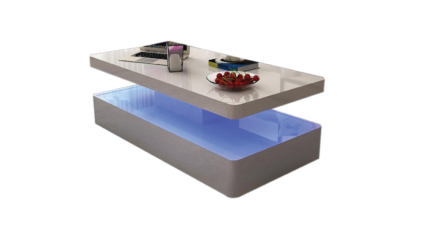 Aurora Modern White High Gloss Coffee Table with Integrated LED Lighting