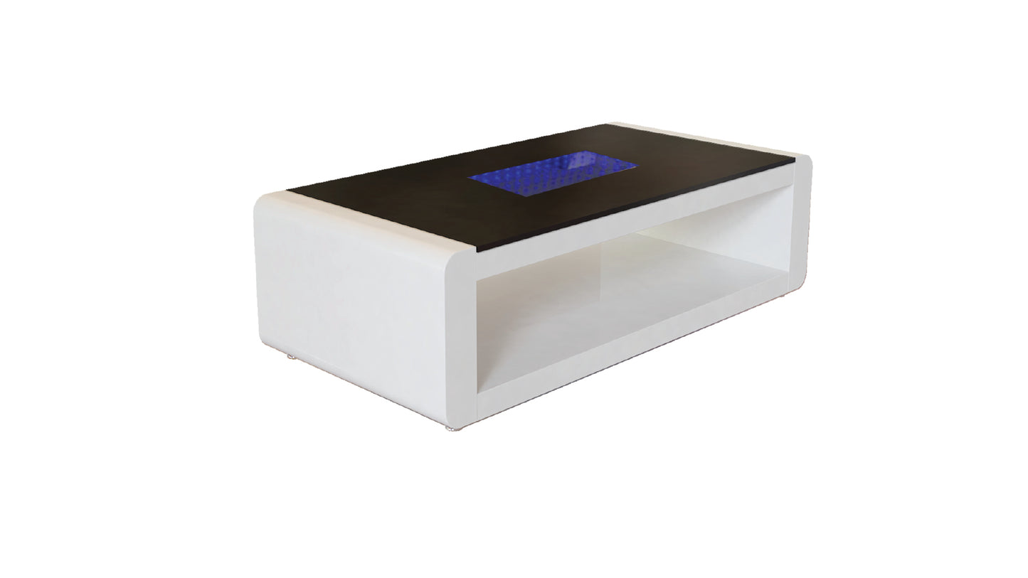 Chelsea Modern White Glass Coffee Table with Hidden Storage