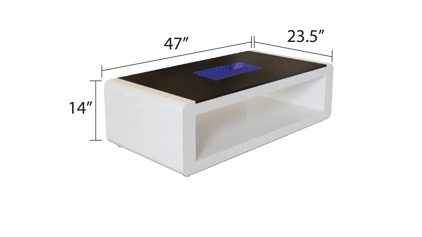 Chelsea Modern White Glass Coffee Table with Hidden Storage