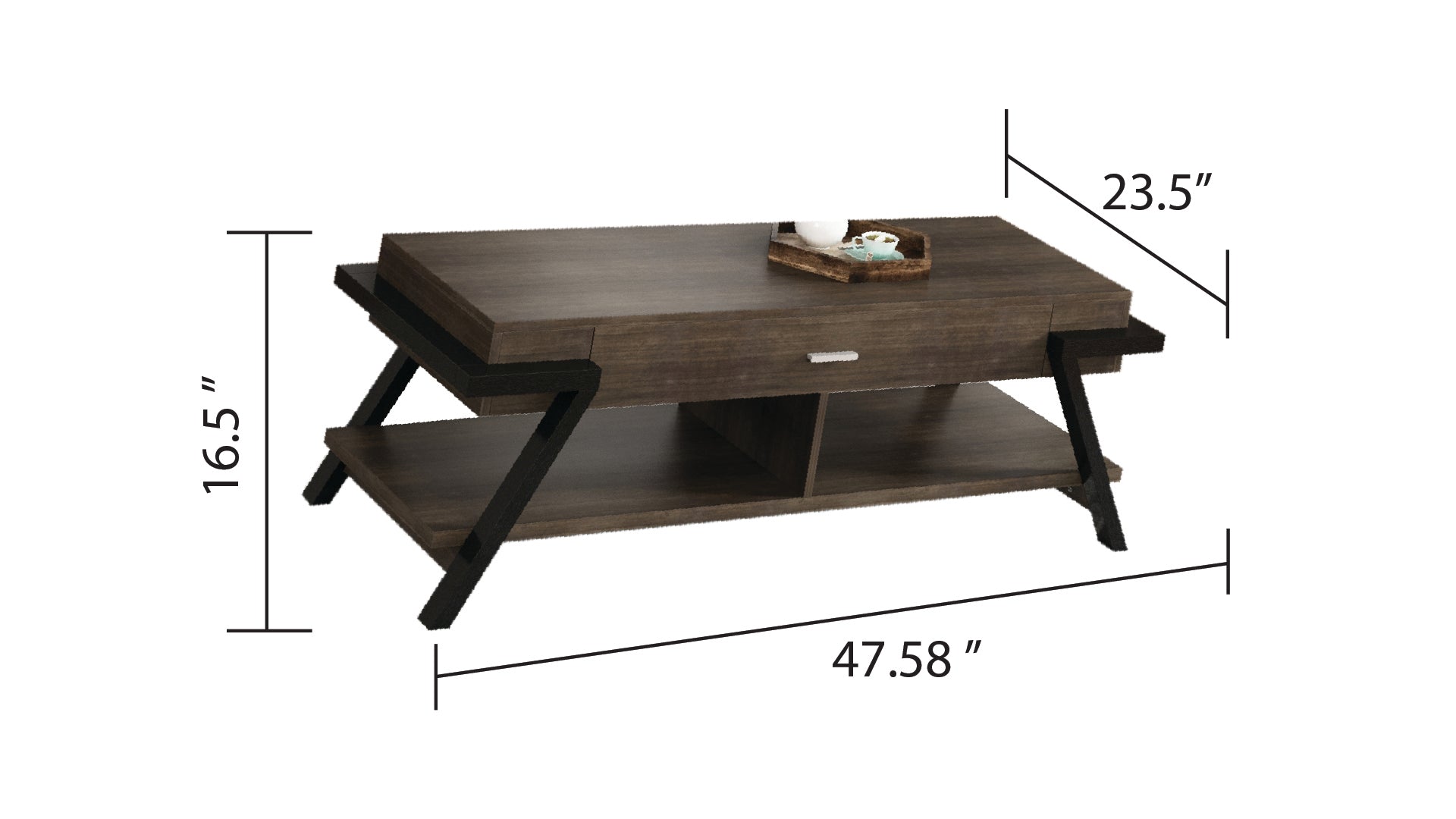 Alice Modern Solid Wood Coffee Table with Storage Drawer - Brown