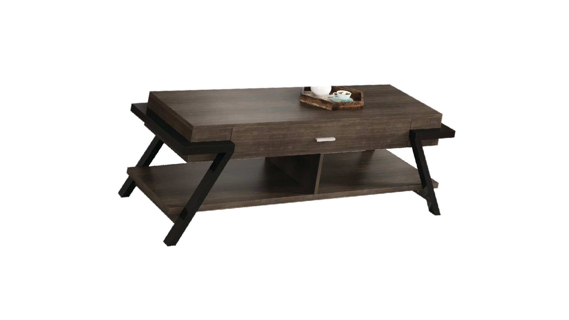 Alice Modern Solid Wood Coffee Table with Storage Drawer - Brown