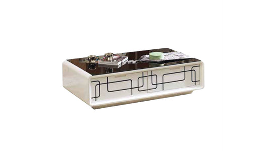 Modern Nora White Coffee Table with Sleek Glass Top