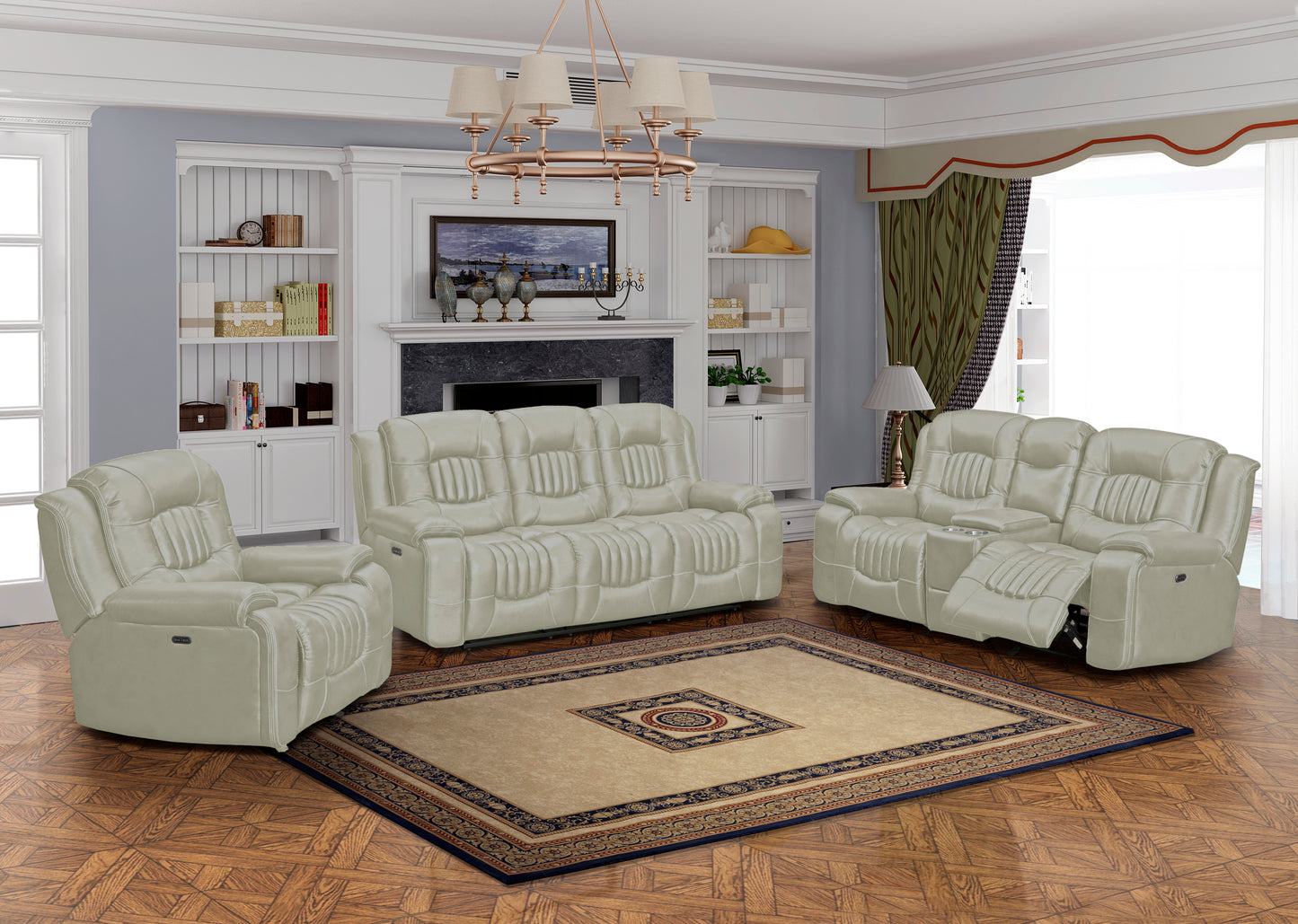 Cooper Luxury Leather-Gel Power Recliner Living Room Set