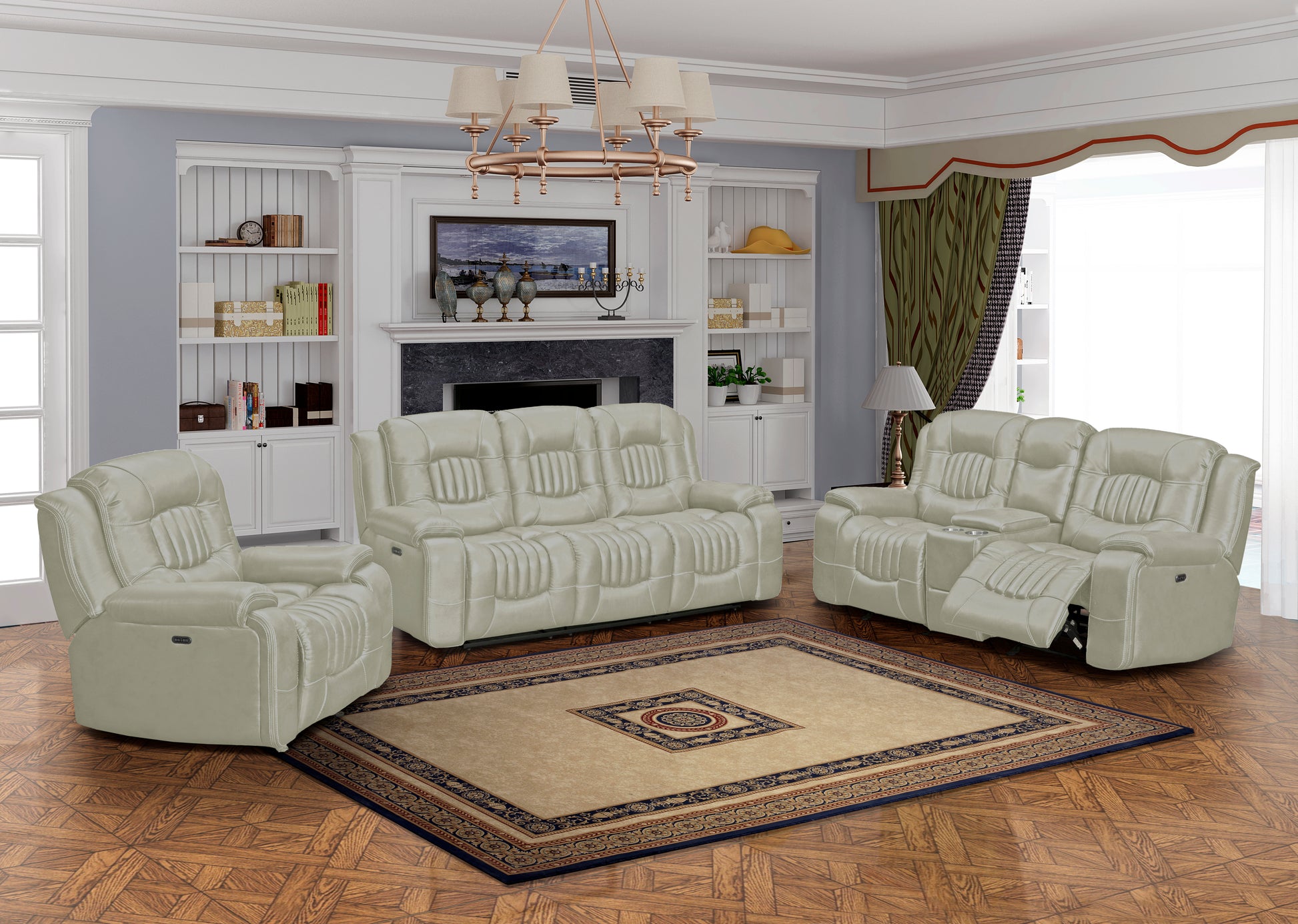 Cooper Luxury Leather-Gel Power Recliner Living Room Set