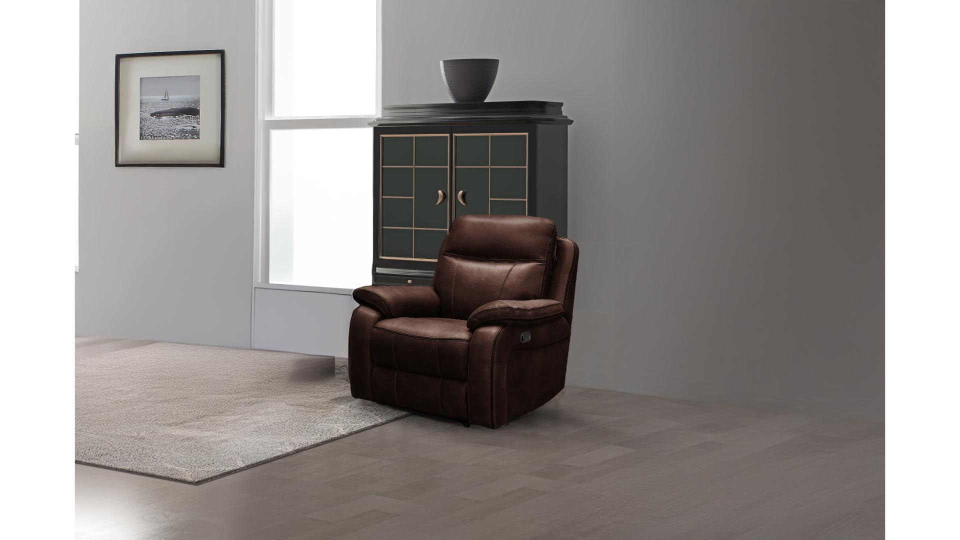 Matrix Duke Brown Manual Leather Match Reclining Comfort Armchair
