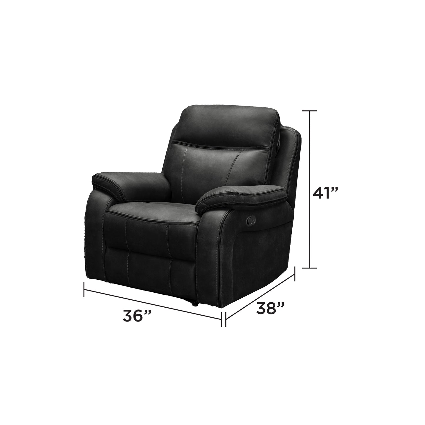 Matrix Duke Dark Grey Reclining Chair Leather Match Upholstery