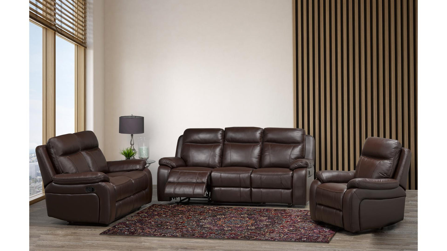 L2975 Boomer Leather-Gel Power Recliner with USB and Nailhead Trim