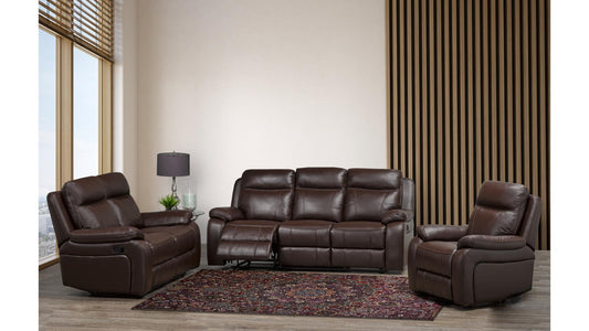 L2975 Boomer Leather-Gel Power Recliner with USB and Nailhead Trim