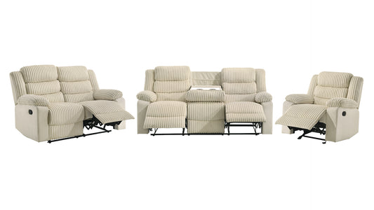 L3665 Comfort Velvet Corduroy Manual Reclining Living Room Set