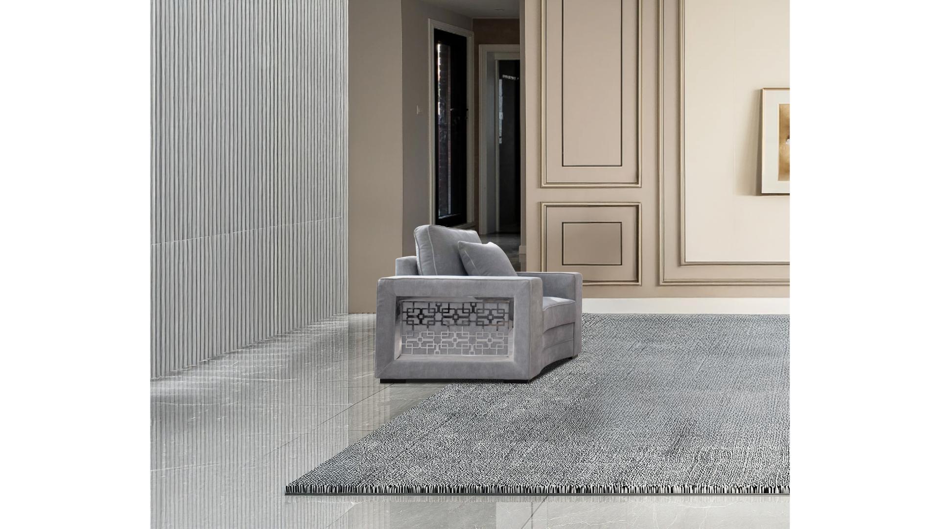 L1845-ELLE Modern Grey Sectional Sofa Bed with Storage Ottoman & Stools