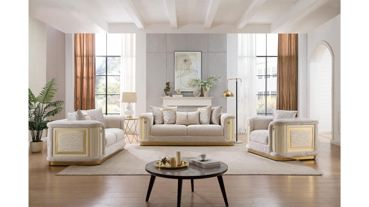 Bonavia Fabric Sofa, Loveseat & Chair Set