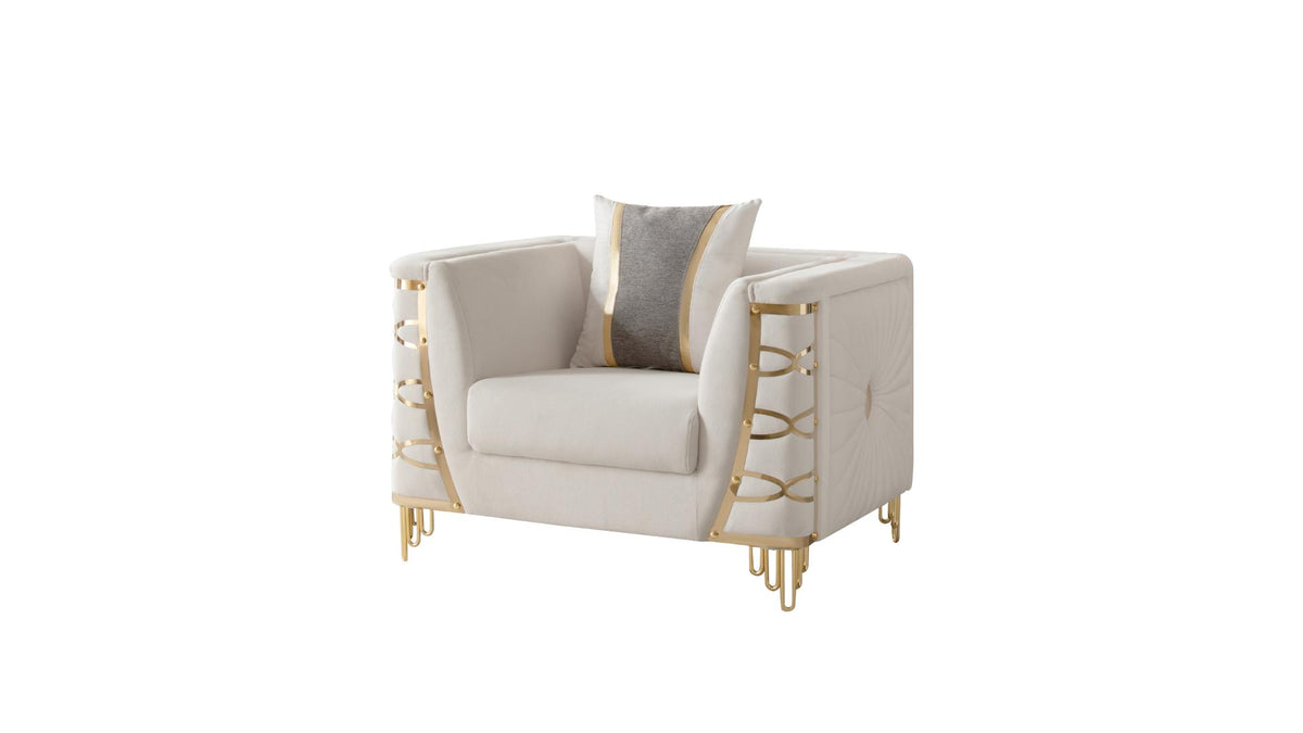 Contella Velvet Sofa, Loveseat & Chair Set