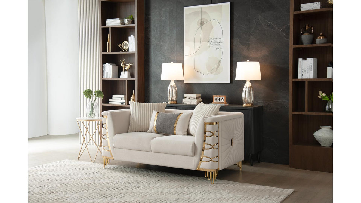 Contella Velvet Sofa, Loveseat & Chair Set