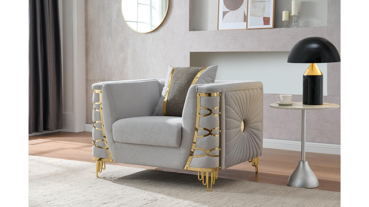Contella Velvet Sofa, Loveseat & Chair Set