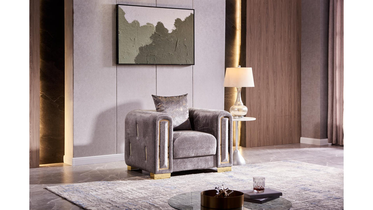 Imprella Velvet Sofa, Loveseat & Chair Set