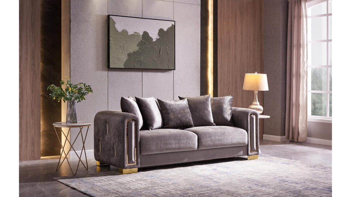 Imprella Velvet Sofa, Loveseat & Chair Set