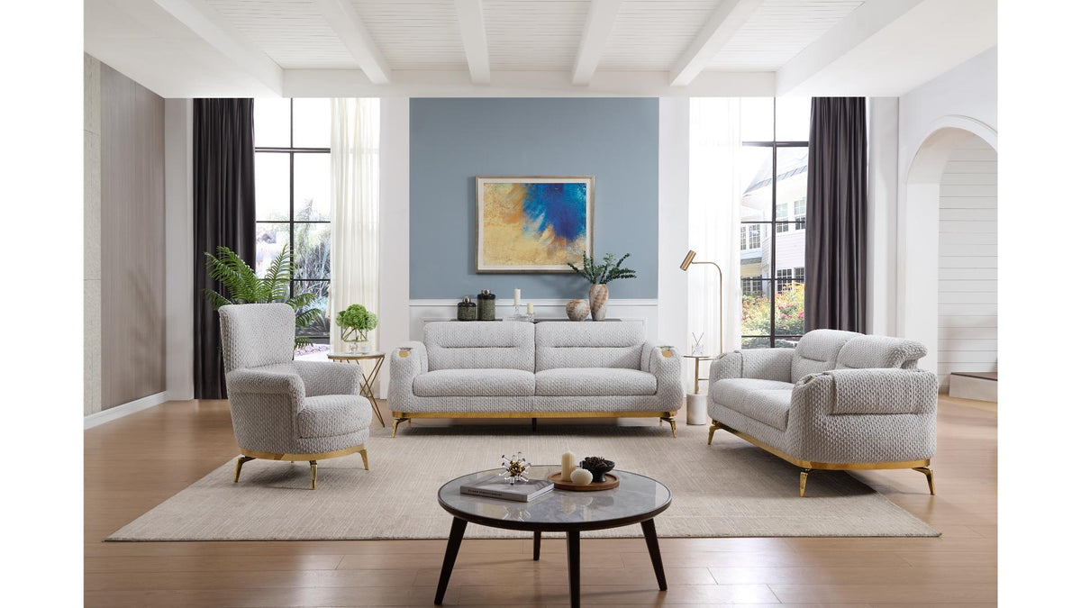 Zoella Fabric Sofa, Loveseat & Chair Set