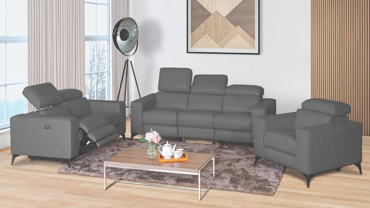 Amiyara Faux Leather Power Reclining Sofa, Loveseat & Chair Set