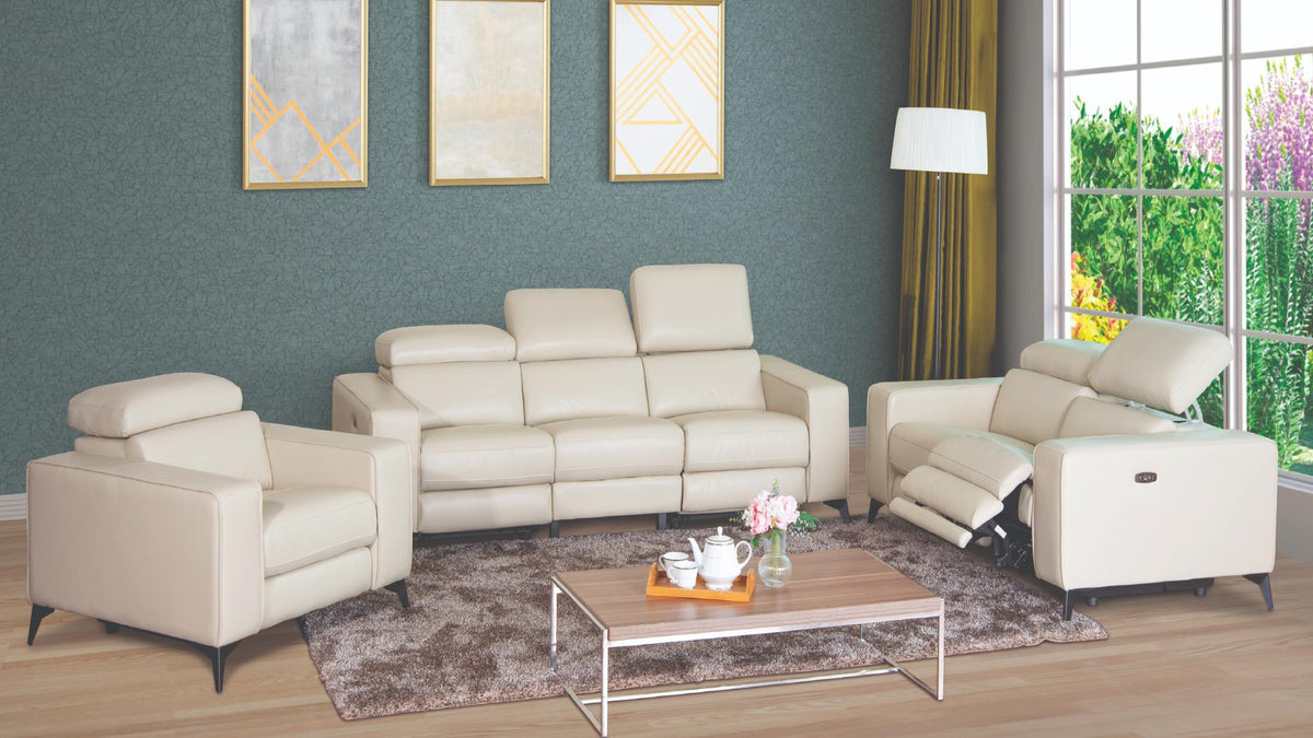 Amiyara Faux Leather Power Reclining Sofa, Loveseat & Chair Set