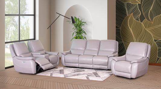 L1965-ELIANNA Modern Grey Leather Power Reclining Living Room Set
