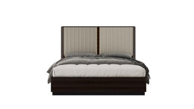 Germani Modern King Bed Brown with LED Headboard and PU Leather