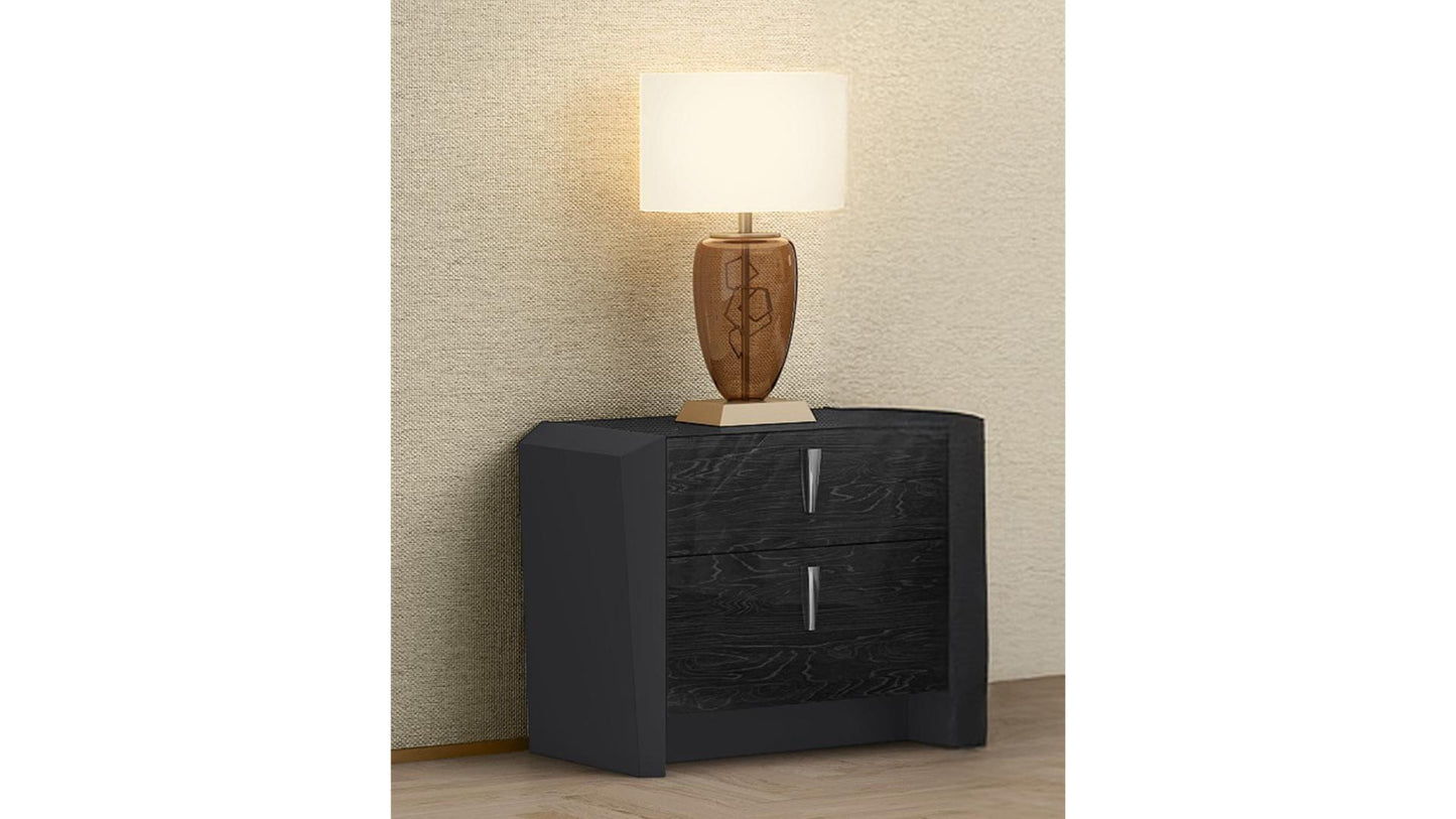 Modern Manchester Walnut-Grey Bedroom Set, Hydraulic Lift Storage & LED Headboard