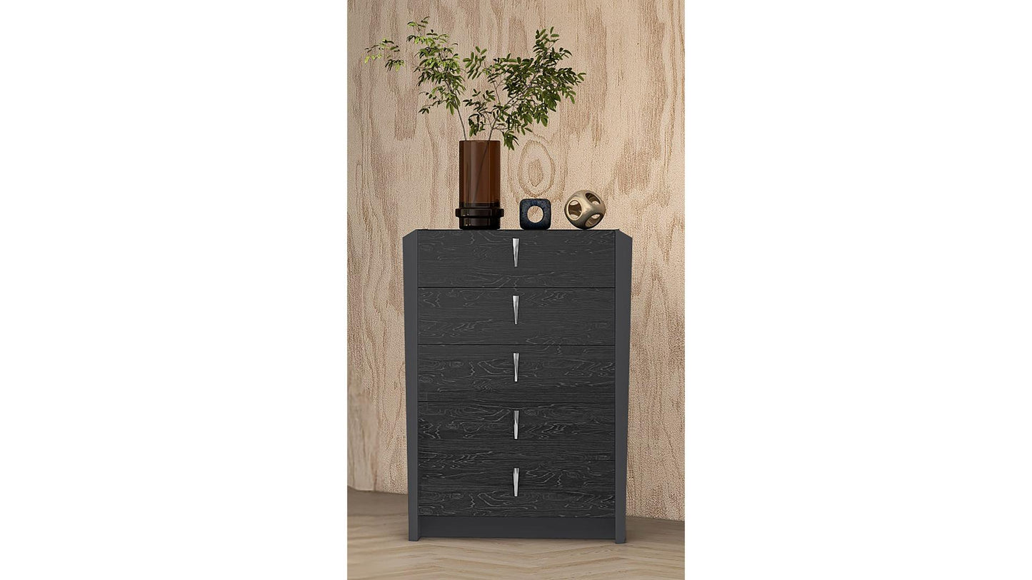 Modern Manchester Walnut-Grey Bedroom Set, Hydraulic Lift Storage & LED Headboard