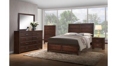 B181-ATHEN Solid Wood Dark Cherry Bedroom Collection: King & Queen Sizes