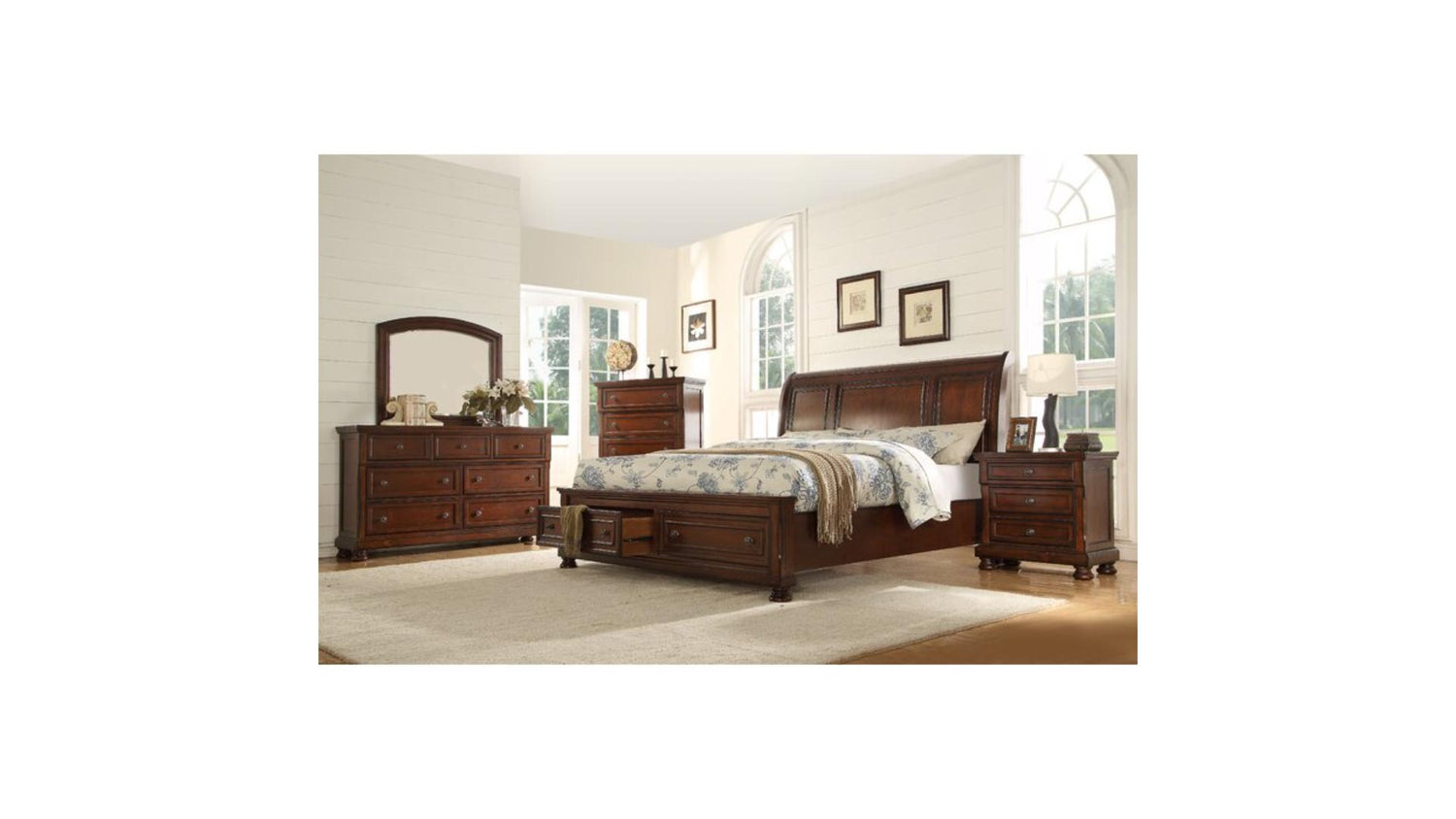 B851 Baltimore Traditional Sleigh Bedroom Furniture Collection with Storage
